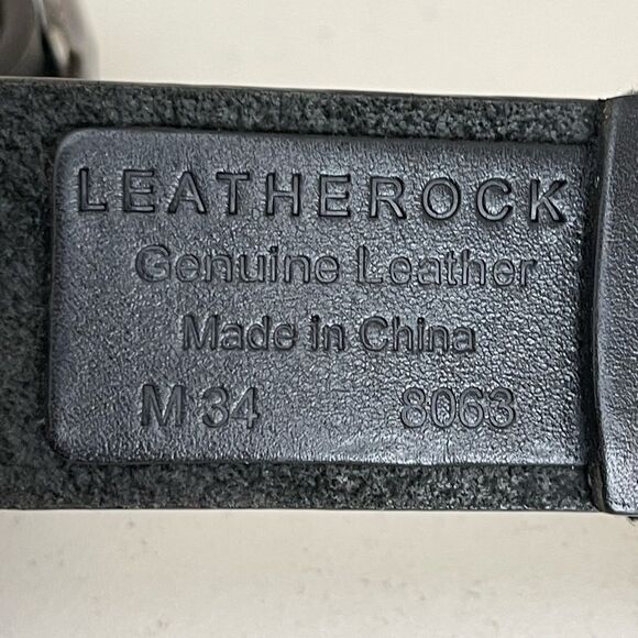 Vintage Leatherock Black Leather Belt with Silver gray stone Accents main image 6
